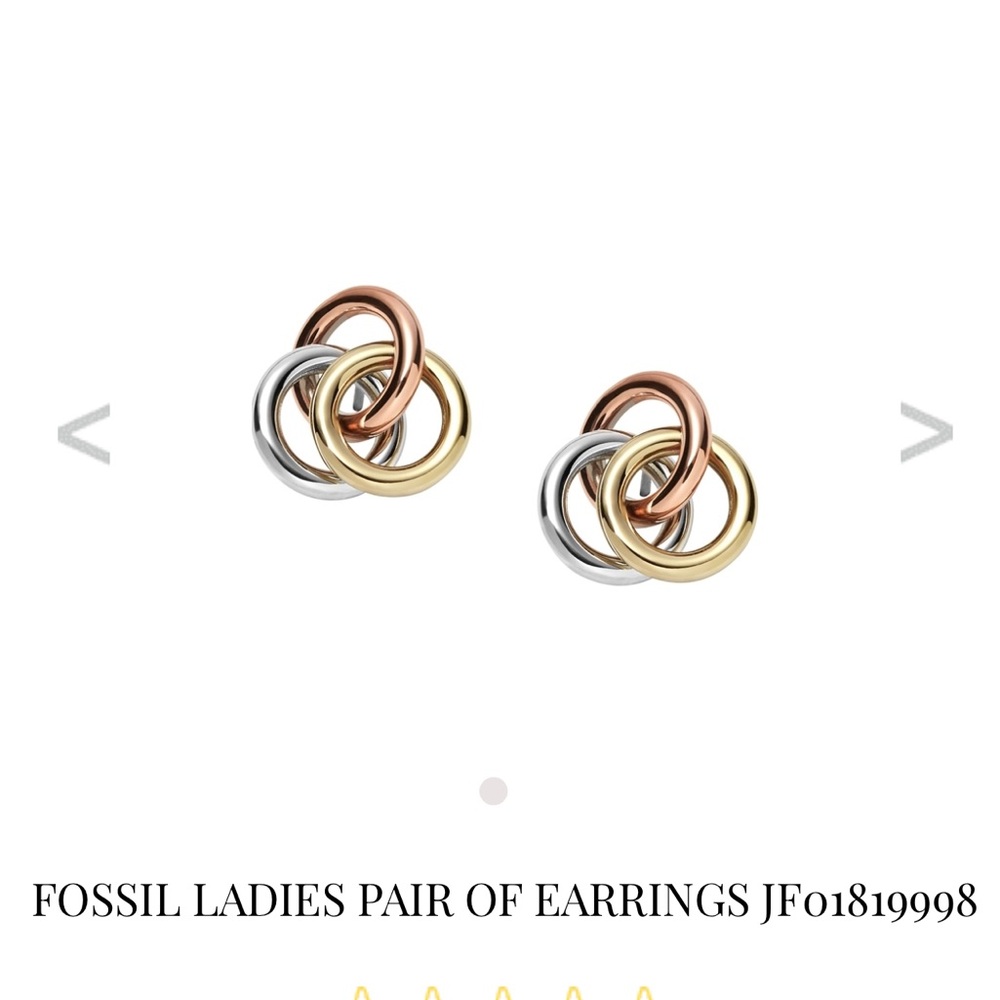 Fossil Gold, Rose Gold and Silver Intertwined Earrings